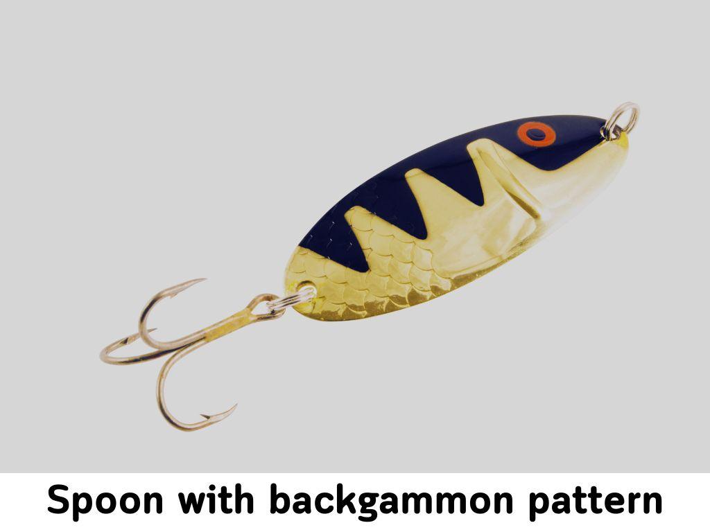 spoon lure with backgammon pattern